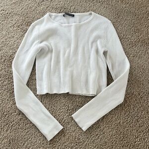 Brandy Melville Cream Ribbed Sweater Top